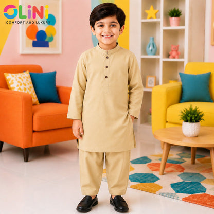 OLINI - All Season - Wash N Wear - Kurta Shalwar - Khaki - YAM