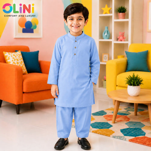 OLINI - All Season - Wash N Wear - Kurta Shalwar - Sky Blue - YAM