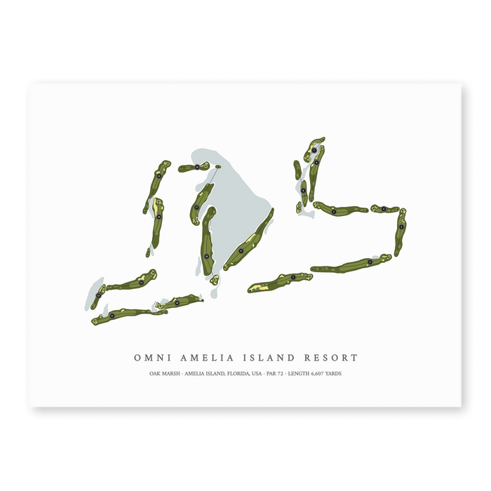 Omni Amelia Island Resort - Oak Marsh | Golf Course Map | Unframed