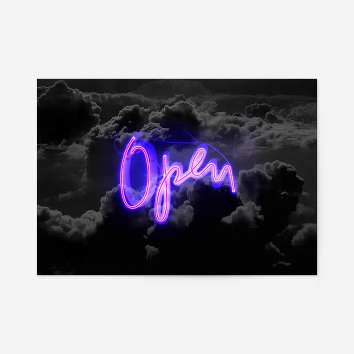 Open Clouds Purple Neon Print