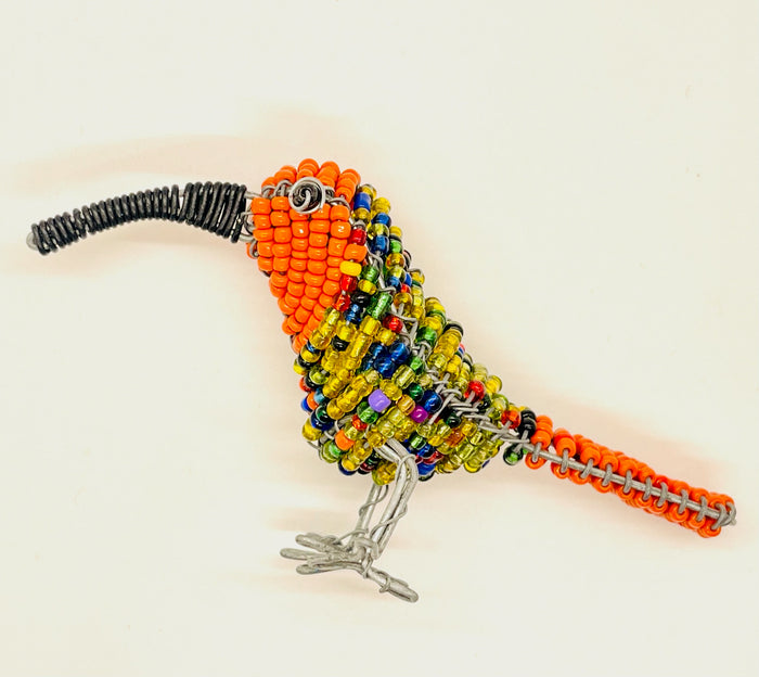 Orange Sunbird (Small) - Beaded Bird