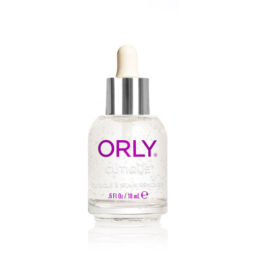 A bottle of ORLY Cutique Cuticle Remover with a dropper lid.