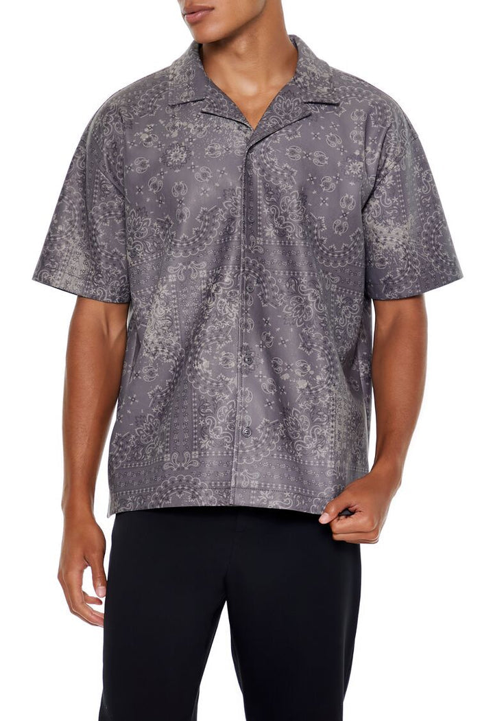 Paisley Print Faux Leather Shirt