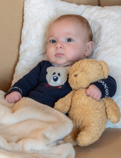 PATACHOU Baby Boys Blue Merino Wool & Cashmere Knit Bear Romper