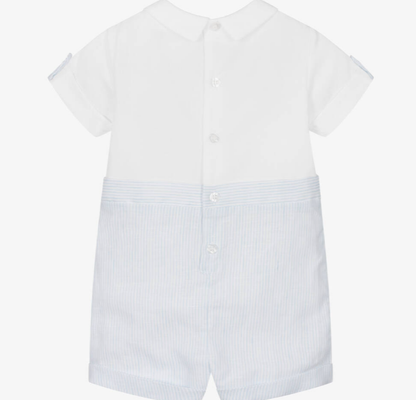 PATACHOU Baby Boys Blue & White Stripe Linen Shortie