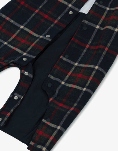 PATACHOU Baby Boys Navy Blue Tartan Romper
