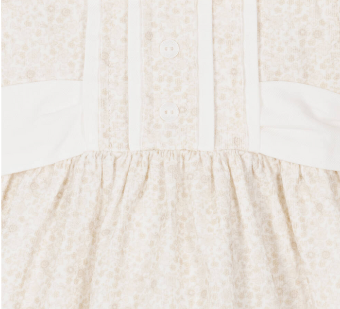 PATACHOU Baby Girls Beige Cotton Floral Dress