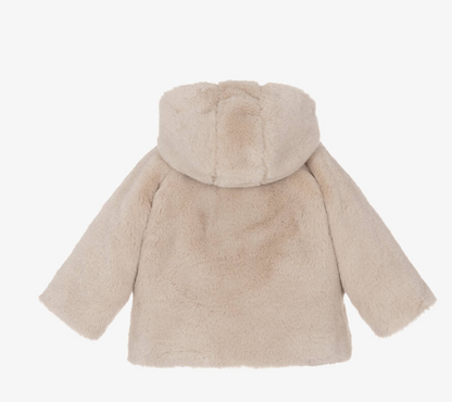 PATACHOU Baby Girls Beige Faux Fur Coat