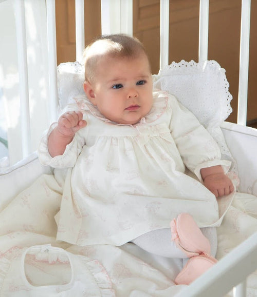 PATACHOU Baby Girls Ivory & Pink Cotton Toile de Juoy Dress