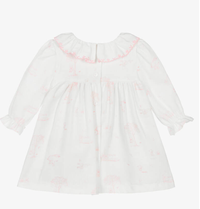 PATACHOU Baby Girls Ivory & Pink Cotton Toile de Juoy Dress