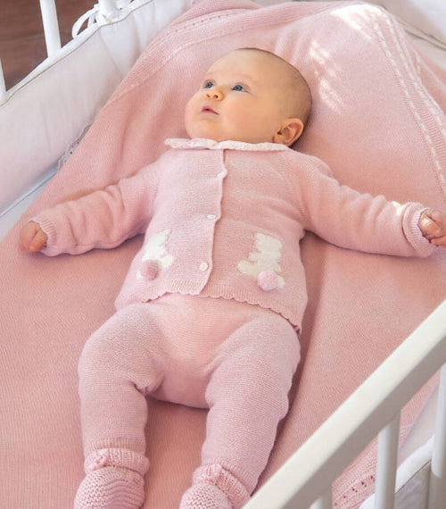 PATACHOU Baby Girls Pink Merino Wool & Cashmere Knit Set