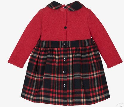PATACHOU Baby Girls Red Knit Tartan Dress