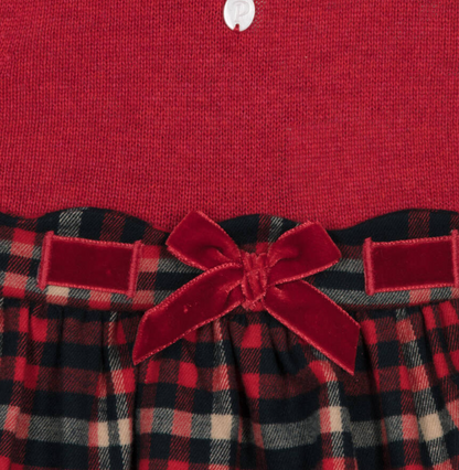 PATACHOU Baby Girls Red Knit Tartan Dress