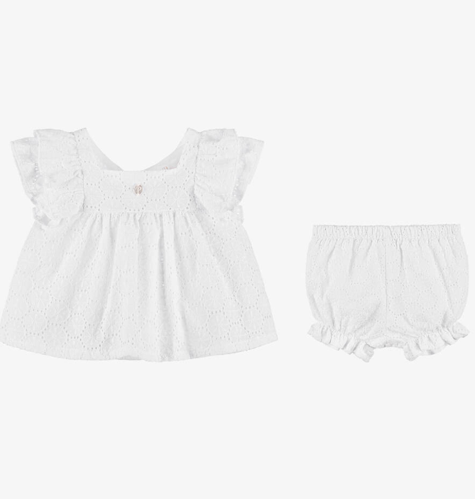PATACHOU Baby Girls White Cotton Shorts Set