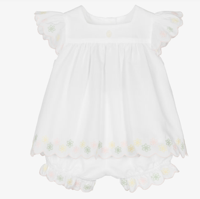 PATACHOU Baby Girls White Embroidered Cotton Shorts Set