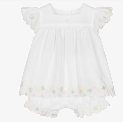 PATACHOU Baby Girls White Embroidered Cotton Shorts Set