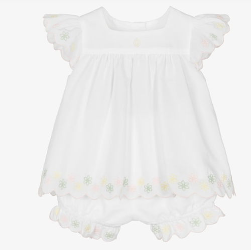 PATACHOU Baby Girls White Embroidered Cotton Shorts Set