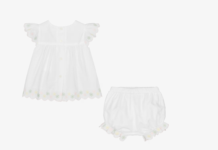 PATACHOU Baby Girls White Embroidered Cotton Shorts Set