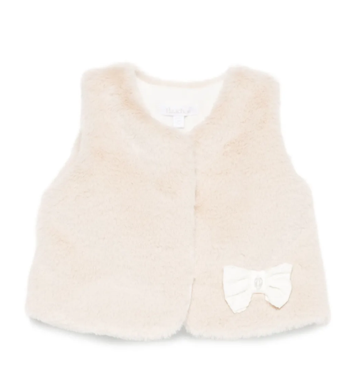 PATACHOU bow-embellished faux-fur vest