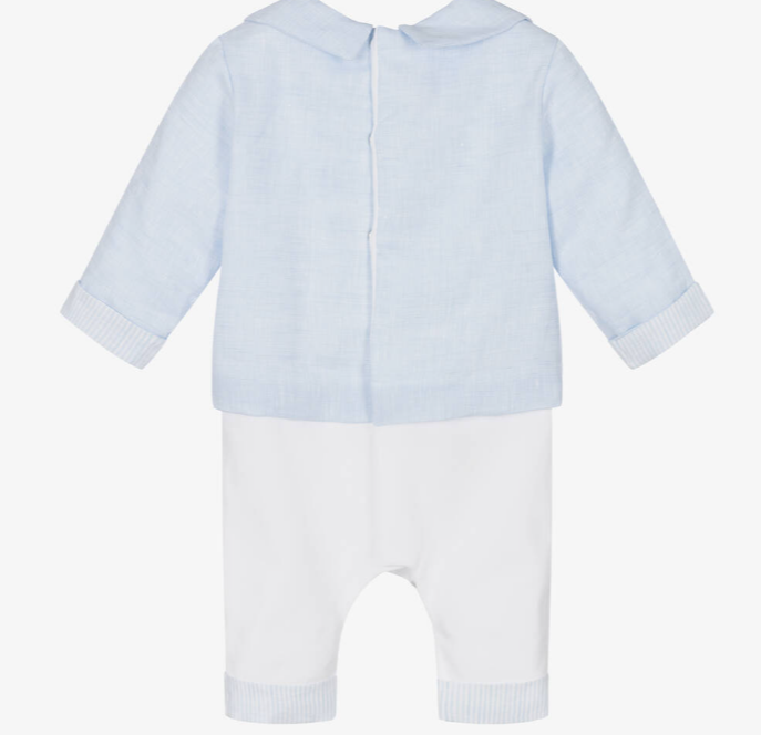 PATACHOU Boys Blue Cotton & Linen Romper