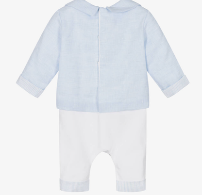 PATACHOU Boys Blue Cotton & Linen Romper