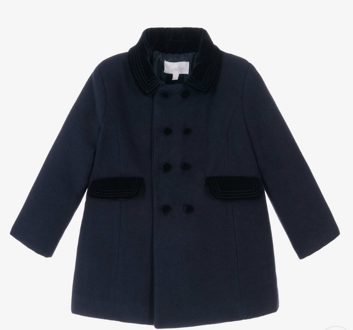 PATACHOU Boys Navy Blue Felted Coat