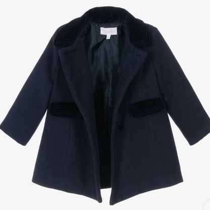 PATACHOU Boys Navy Blue Felted Coat