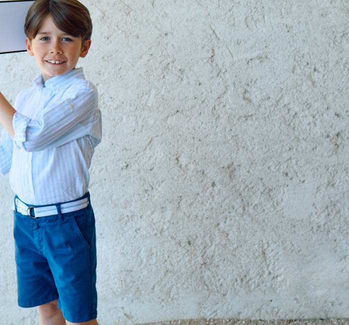 PATACHOU Elegant navy blue shorts with white belt