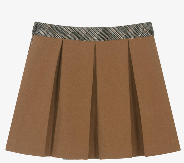 PATACHOU Girls Beige Crêpe Jersey Pleated Skirt