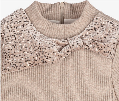 PATACHOU Girls Beige & Gold Sequin Velour Dress