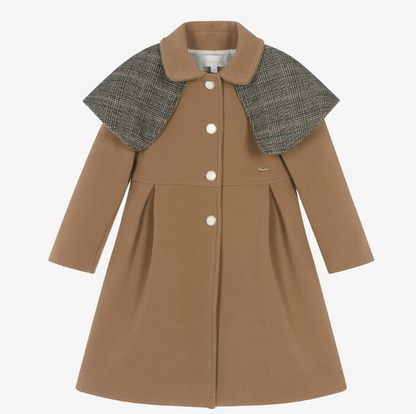 PATACHOU Girls Beige Shawl Collar Coat