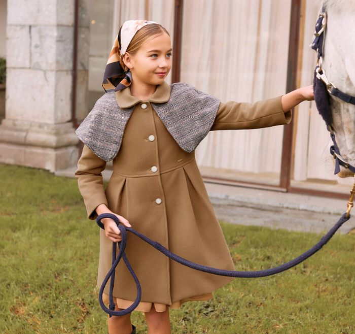 PATACHOU Girls Beige Shawl Collar Coat