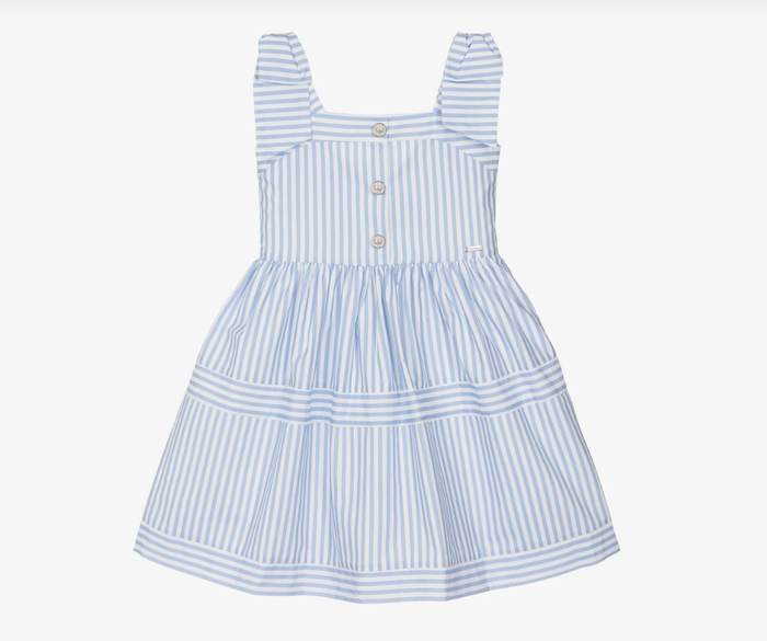 PATACHOU Girls Blue & White Stripe Cotton Poplin Dress