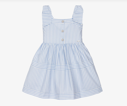 PATACHOU Girls Blue & White Stripe Cotton Poplin Dress