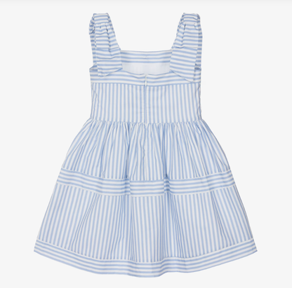 PATACHOU Girls Blue & White Stripe Cotton Poplin Dress