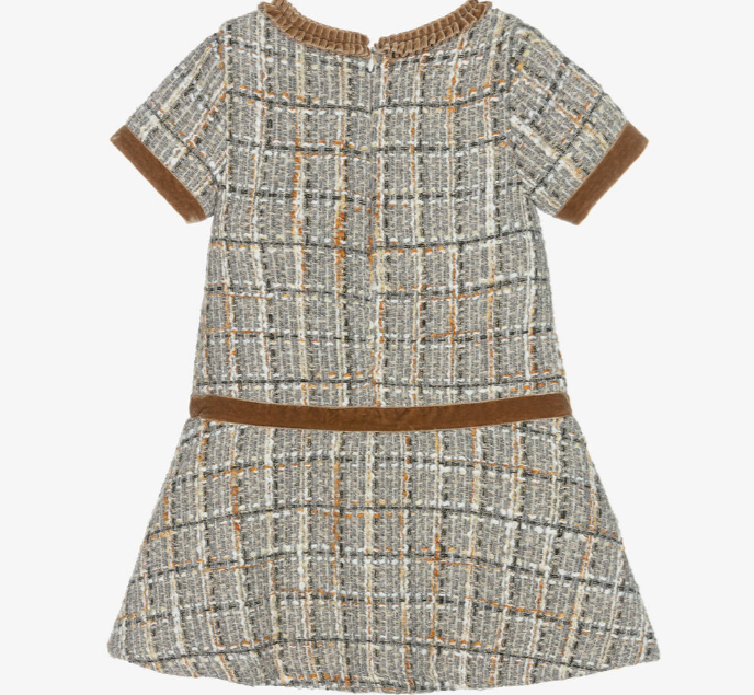PATACHOU Girls Grey & Gold Tweed Dress