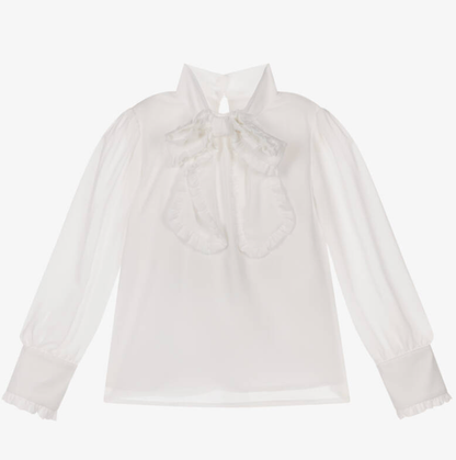 PATACHOU Girls Ivory Crêpe Bow Blouse