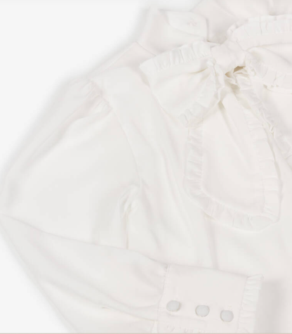 PATACHOU Girls Ivory Crêpe Bow Blouse