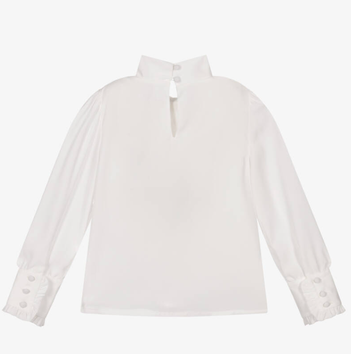 PATACHOU Girls Ivory Crêpe Bow Blouse