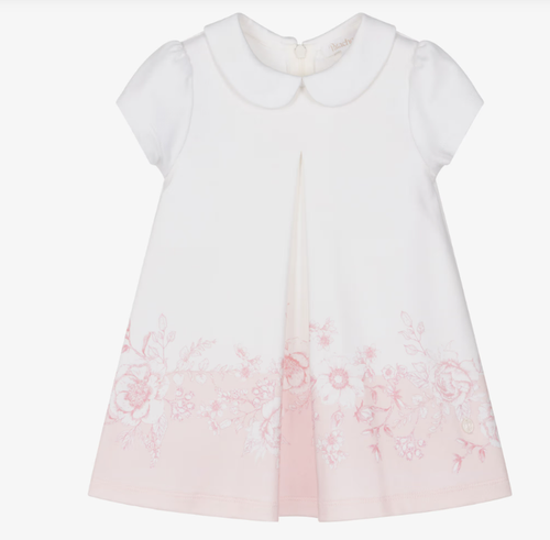 PATACHOU Girls Ivory & Pink Floral Cotton Jersey Dress