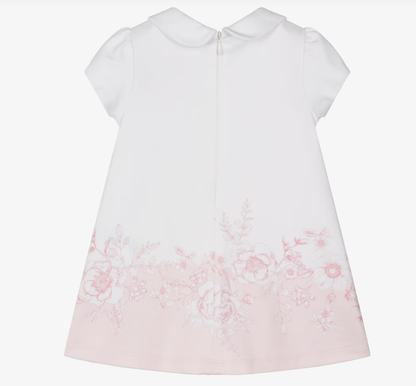 PATACHOU Girls Ivory & Pink Floral Cotton Jersey Dress