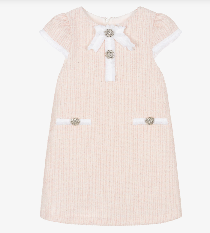 PATACHOU Girls Pale Pink Sparkle Tweed Dress