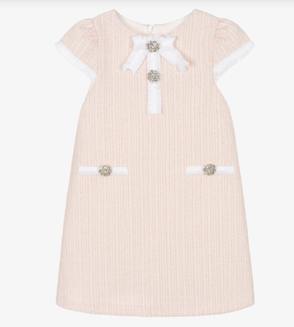 PATACHOU Girls Pale Pink Sparkle Tweed Dress