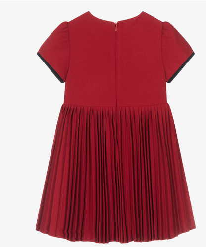 PATACHOU Girls Red Pleated Twill Dress