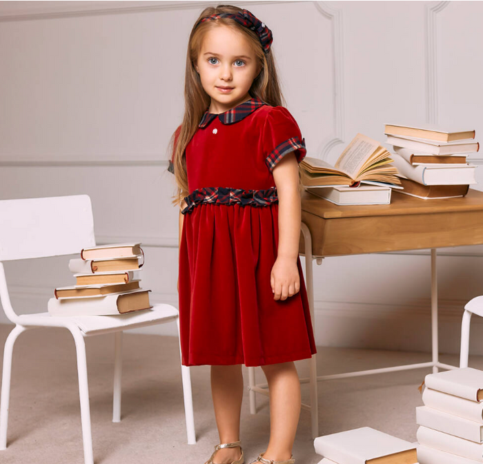 PATACHOU Girls Red Velvet Dress