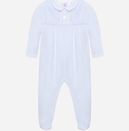 PATACHOU Light Blue velour babygrow