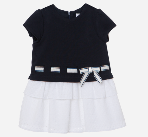 PATACHOU Navy Blue dress with embroidered skirt