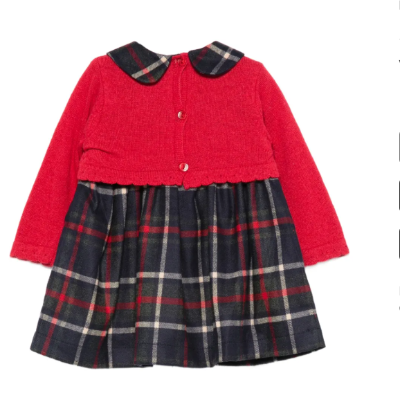 PATACHOU peter-pan collar plaid dress