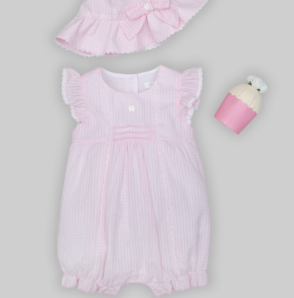 PATACHOU Pink textured cotton romper