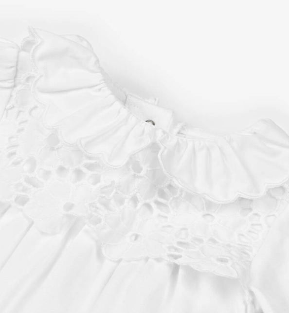 PATACHOU White Broderie Trim Cotton Babygrow